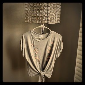 TIE FRONT SHORT SLEEVE SHIRT